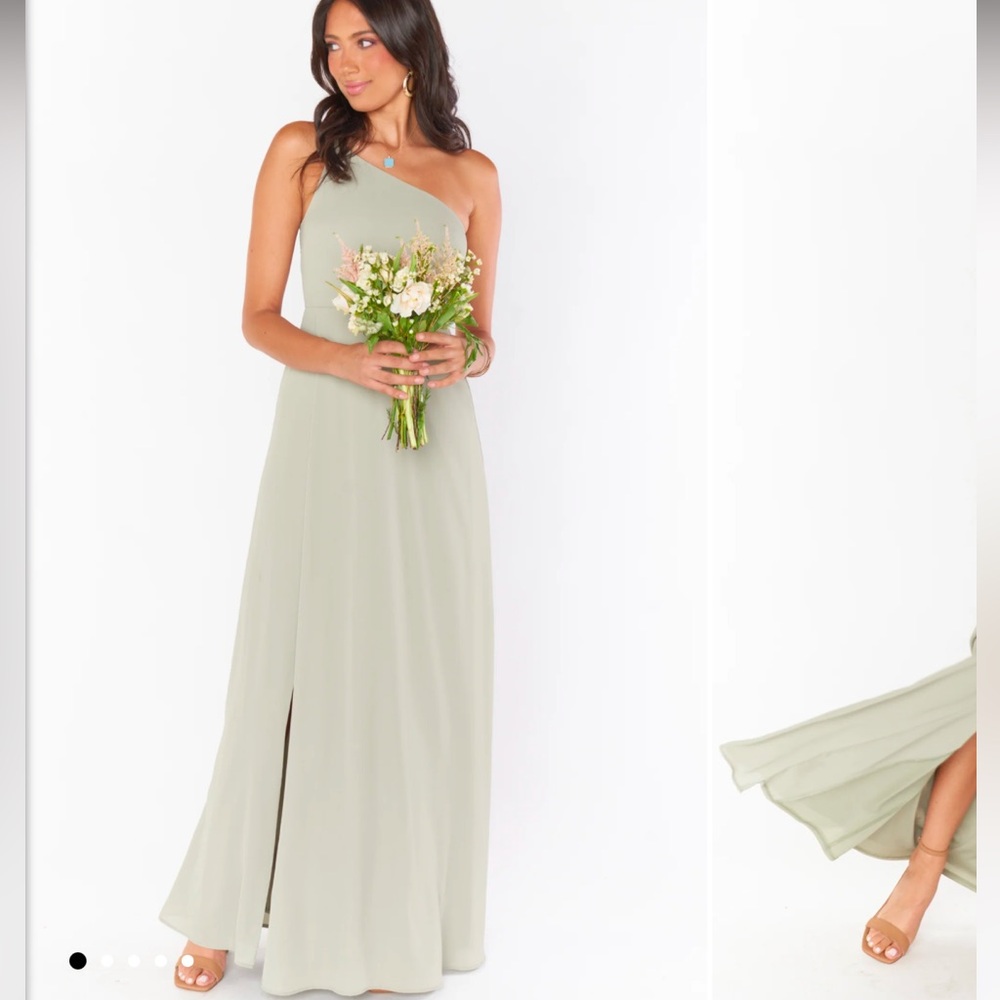 Shannon One Shoulder Dress in Moss Green Crisp